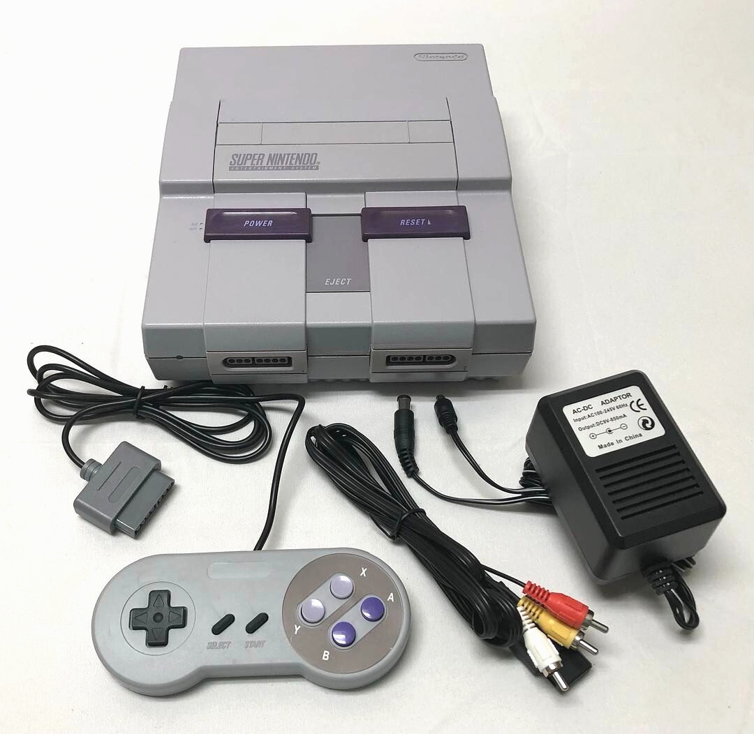 Super Nintendo Console System SNS-001 + Street Fighter 2 II SNES Bundle Set