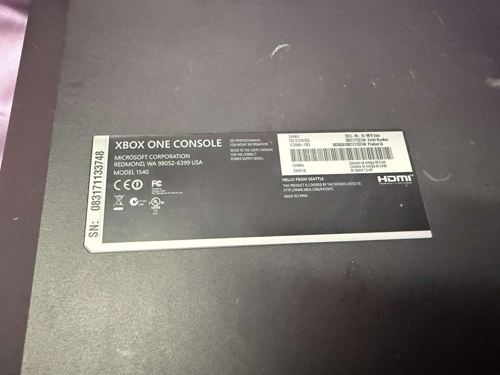 Microsoft Xbox One 1540 500GB. Works Great! Ships Free!