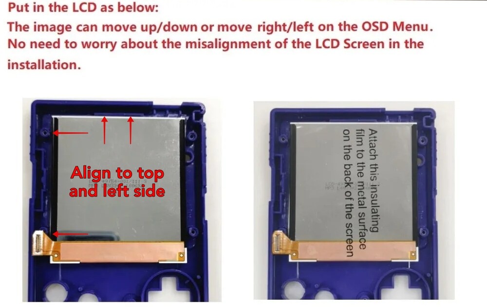 GameBoy Color Q5 XL IPS Backlight Kit with OSD + Pre Trimmed Shell Game Boy GBC