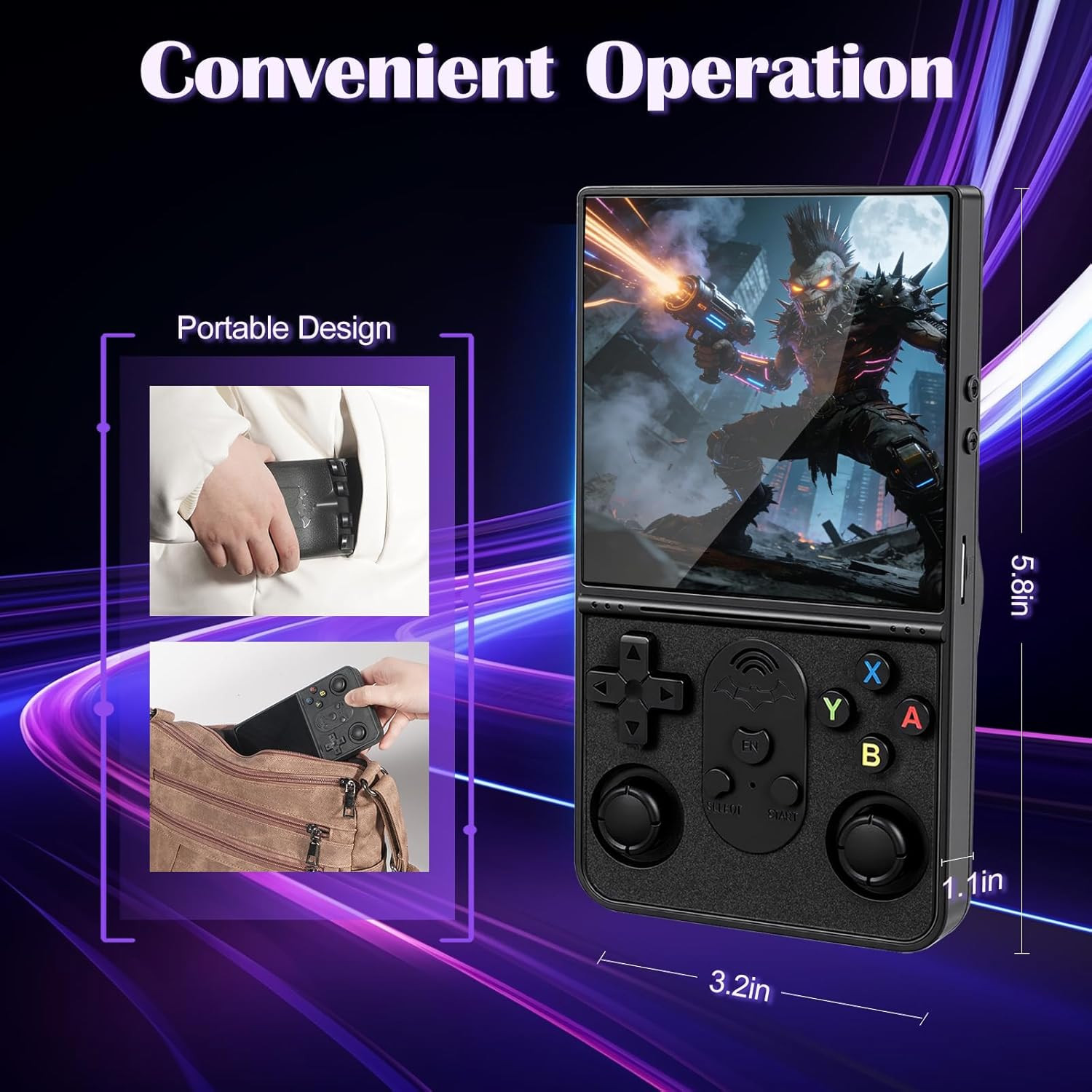 S600 Retro Handheld Game Console – 4″ IPS, 128GB, 18,000+ Games, Black