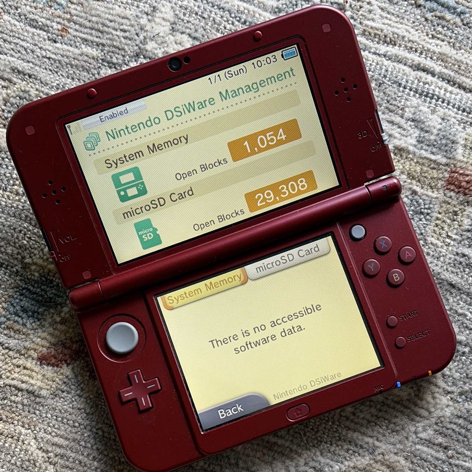 Nintendo 3DS XL SPR-001 Metallic Red 3D Capable 4GB Region Free