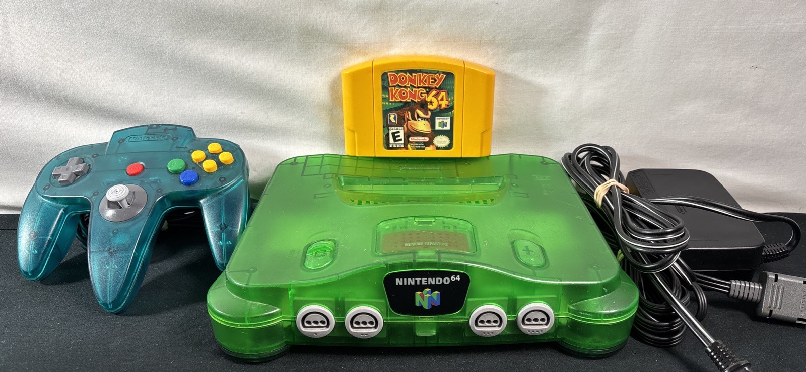 Nintendo 64 (N64) Console – Jungle Green W/ Blue Controller, Expansion & DK64