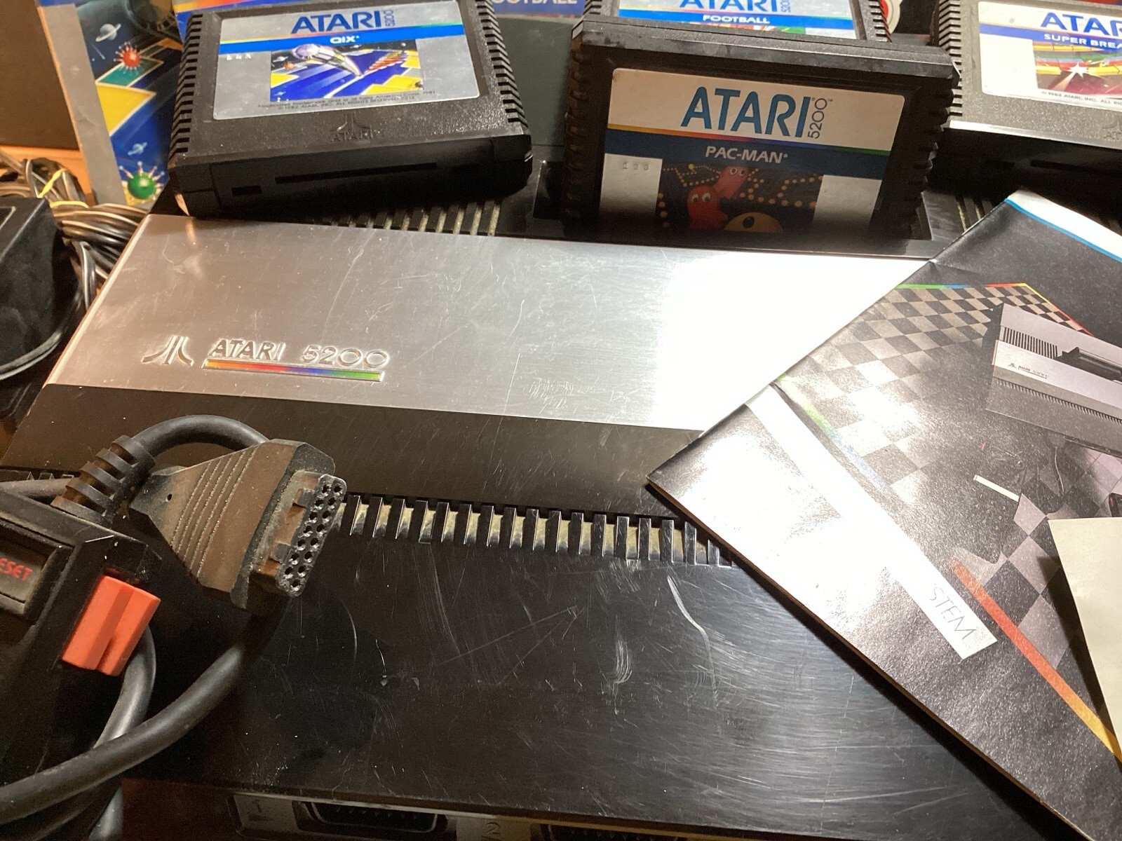 Atari 5200 Console Tested Working PAC Man Missile Command Super Breakout Footbal