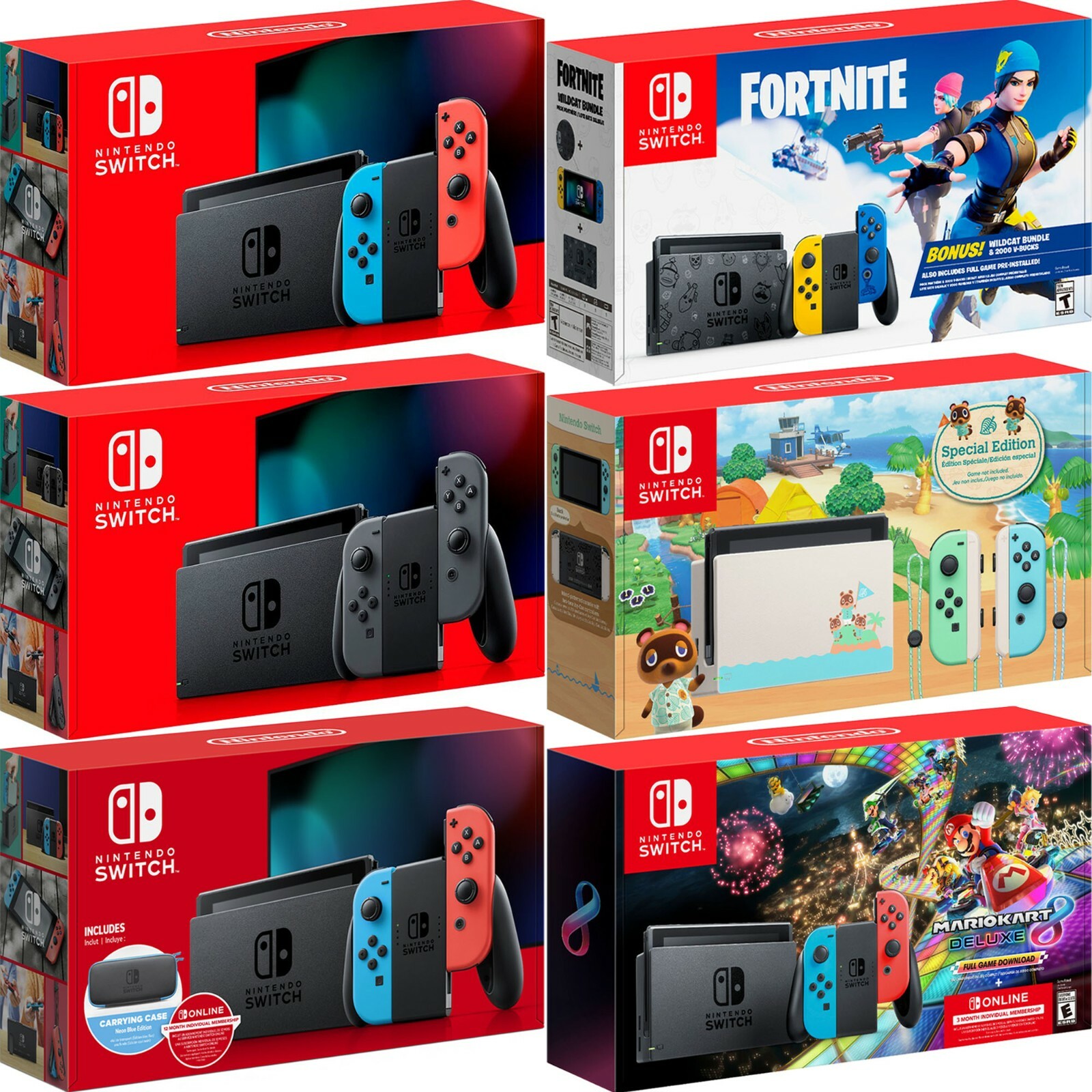 Nintendo Switch Console Animal Crossing Fortnite Mario Kart Monster Hunter Rise