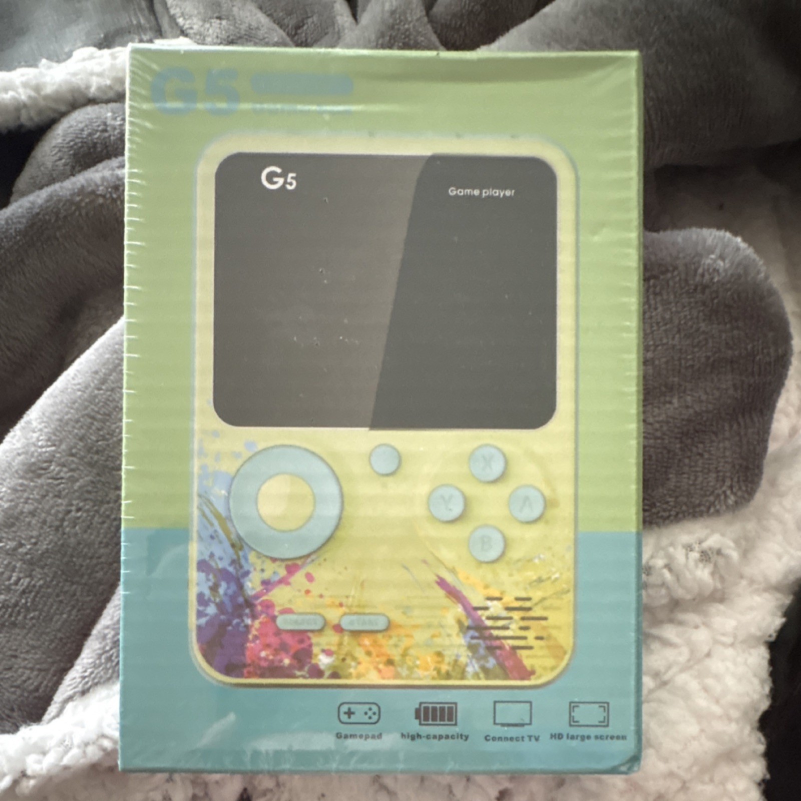 G5 Handheld Game Player HD Screen Backlit High-capacity Yellow Blue TV Out