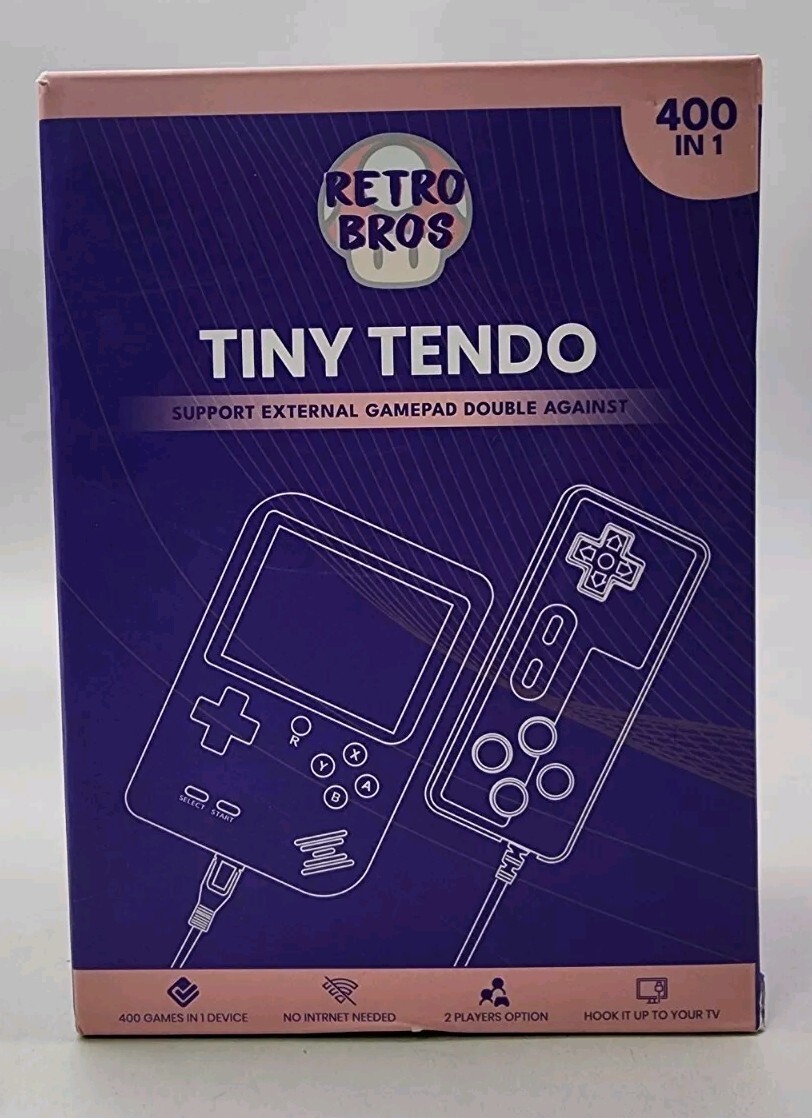 Retro Bros Tiny Tendo 400 In 1 Support External GamePad Double Against, Blue