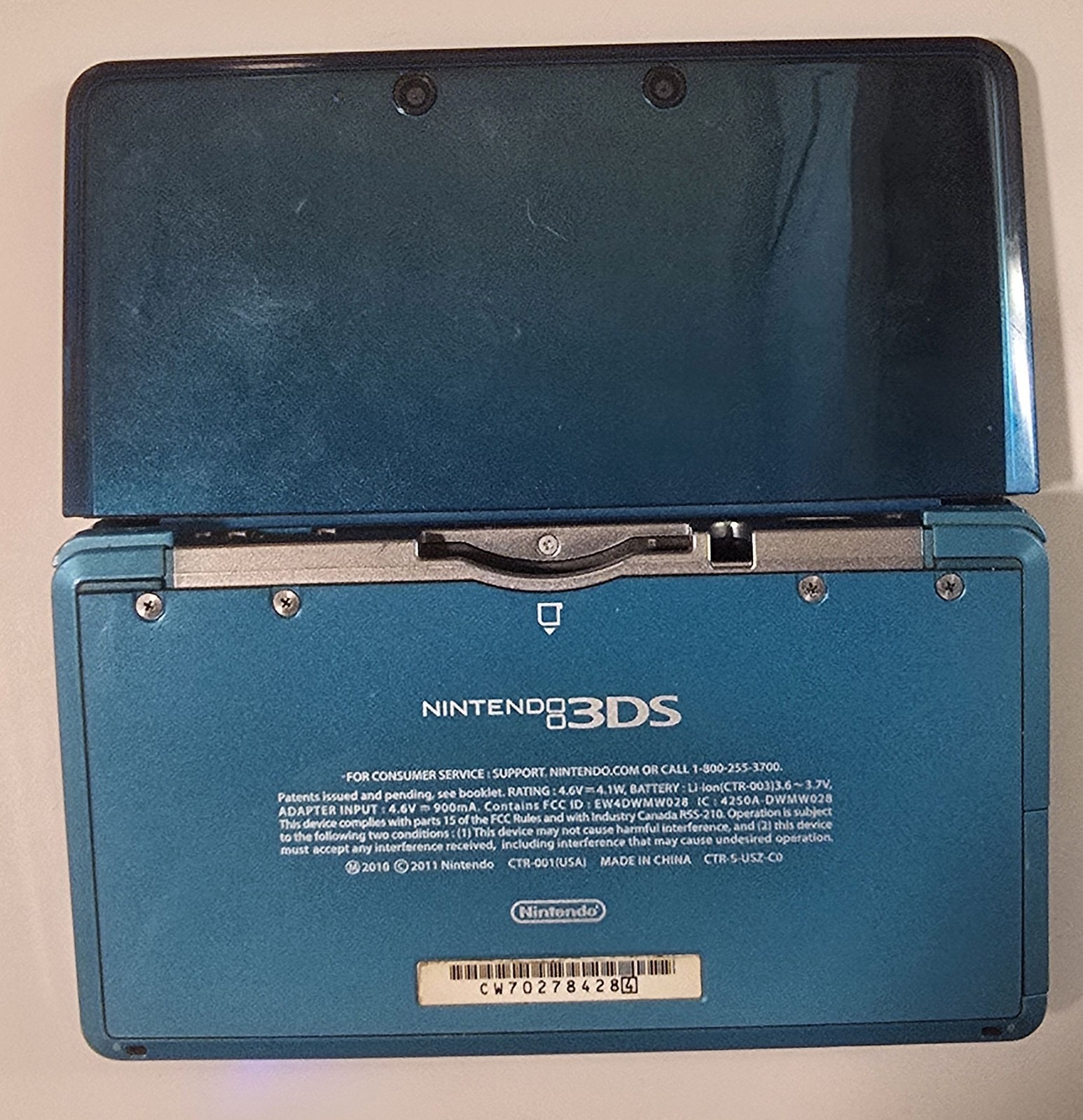 Nintendo 3DS Handheld Console System Aqua Blue – Broken LCD for Parts or Repair