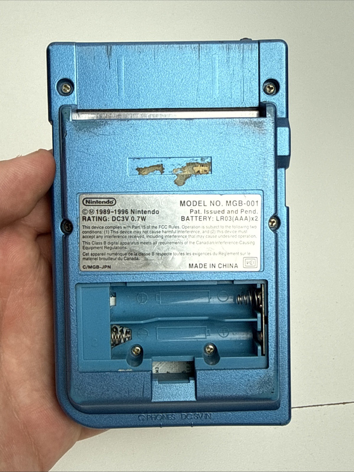 Nintendo Game Boy Pocket Ice Blue Handheld Console – Authentic, No Battery Cover