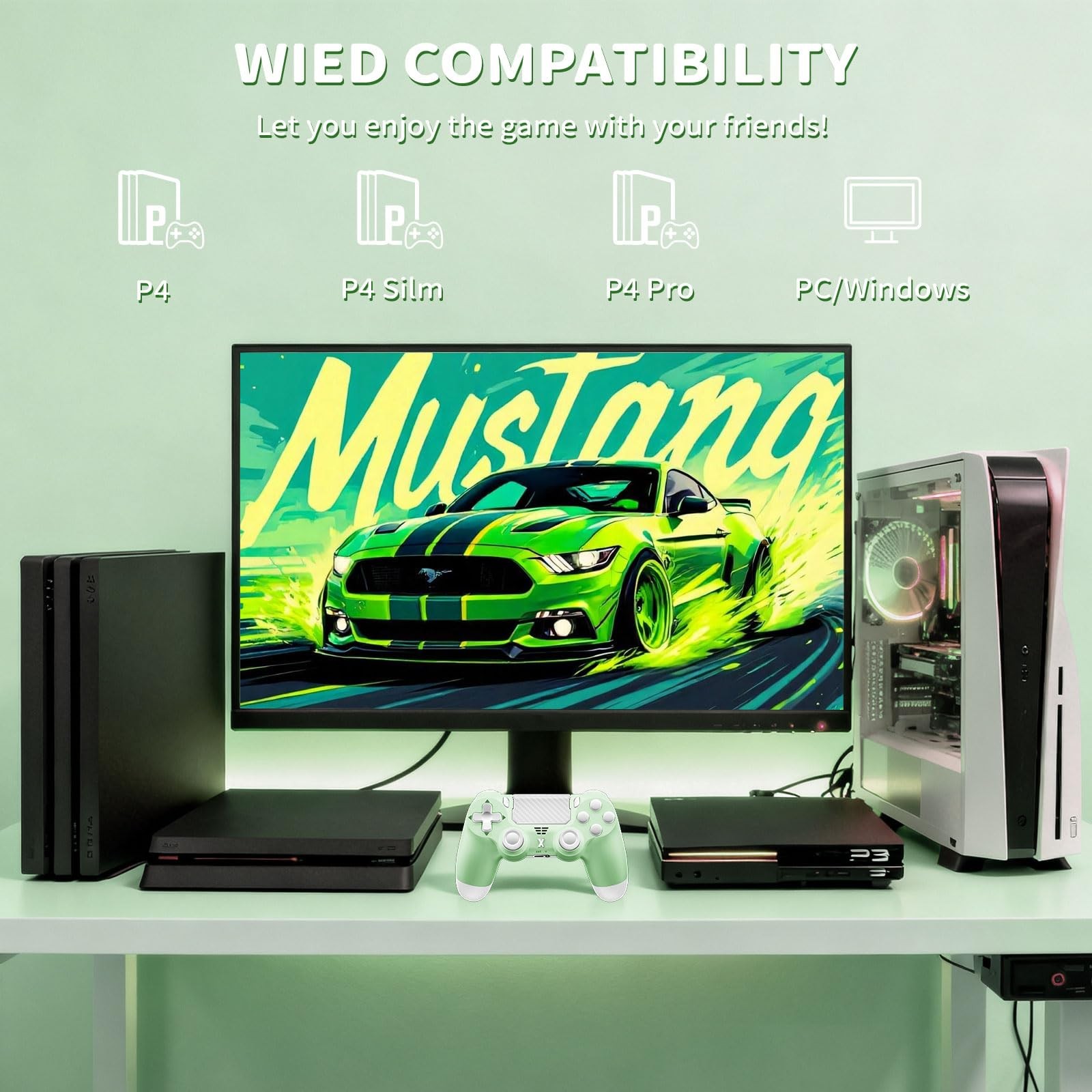 Wireless Controller for PS-4, Dual Vibration Game Joystick/Motion Sensing/Tou…