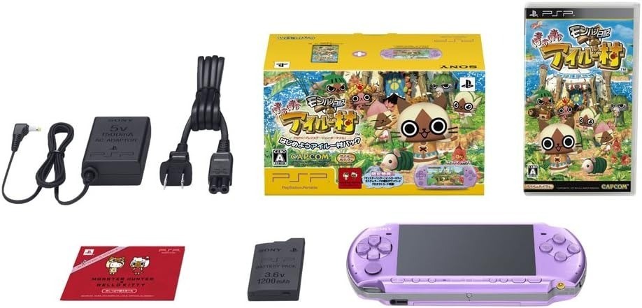 USED Sony PSP‑3000 “Hajimeyou Airuu Mura Pack” PSPJ‑30016 Lilac Purple