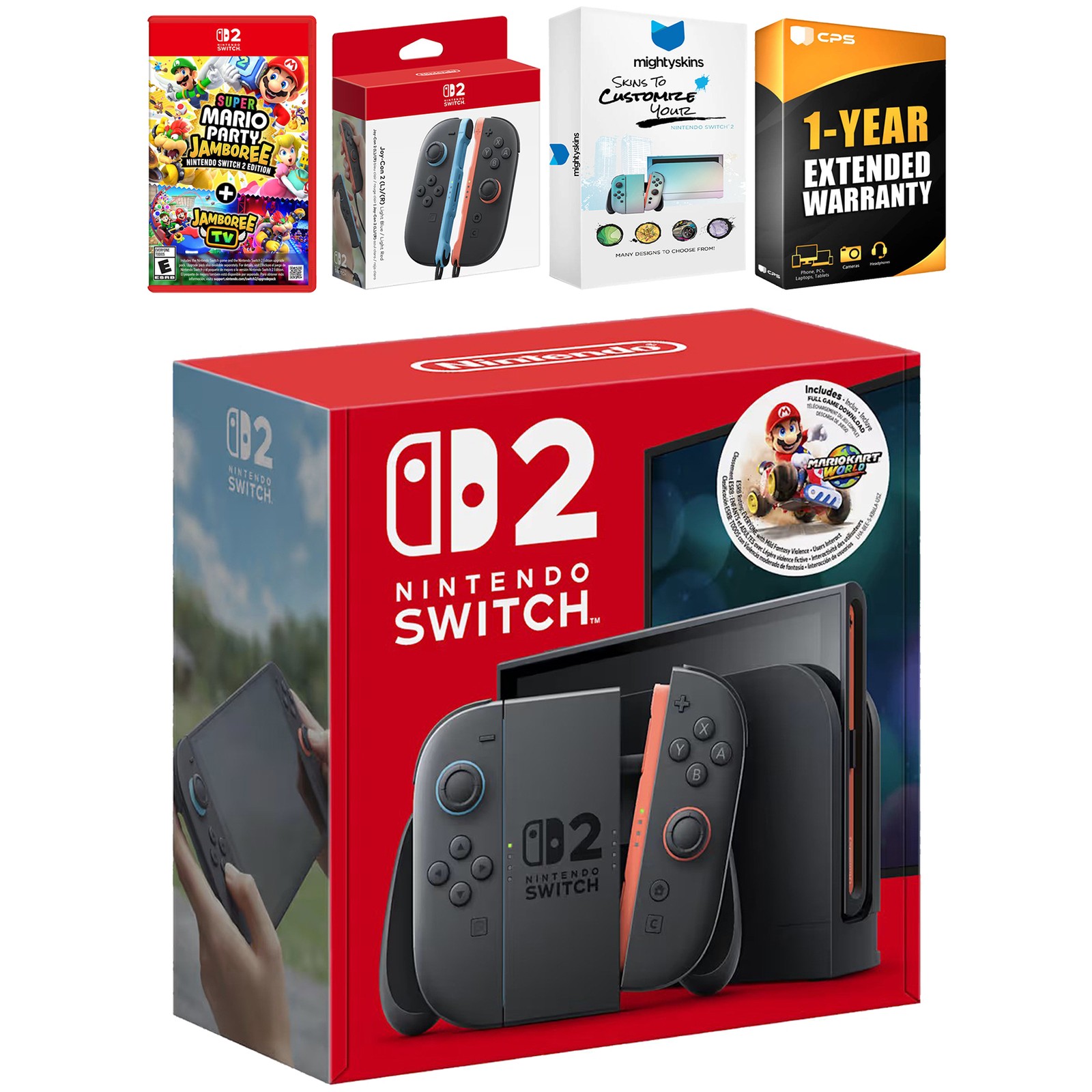 Nintendo Switch 2 + Mario Kart World + Mario Party Jamboree, Extra Joy Cons