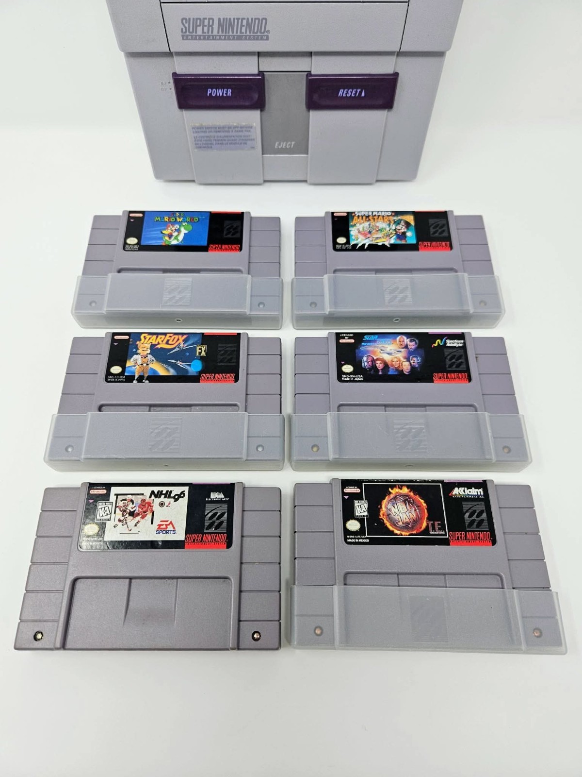Super Nintendo SNES Console Bundle w/ 6 Games – Tested Working – Great Condition