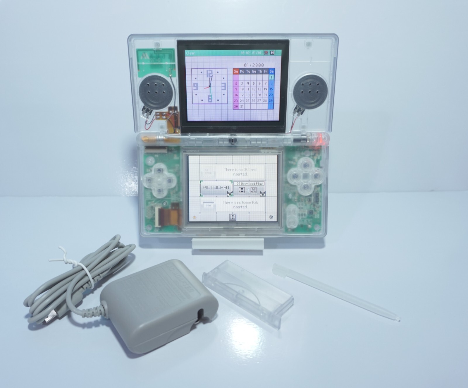 Nintendo DS Lite Transparent Clear Handheld System with Charger and Stylus Pen
