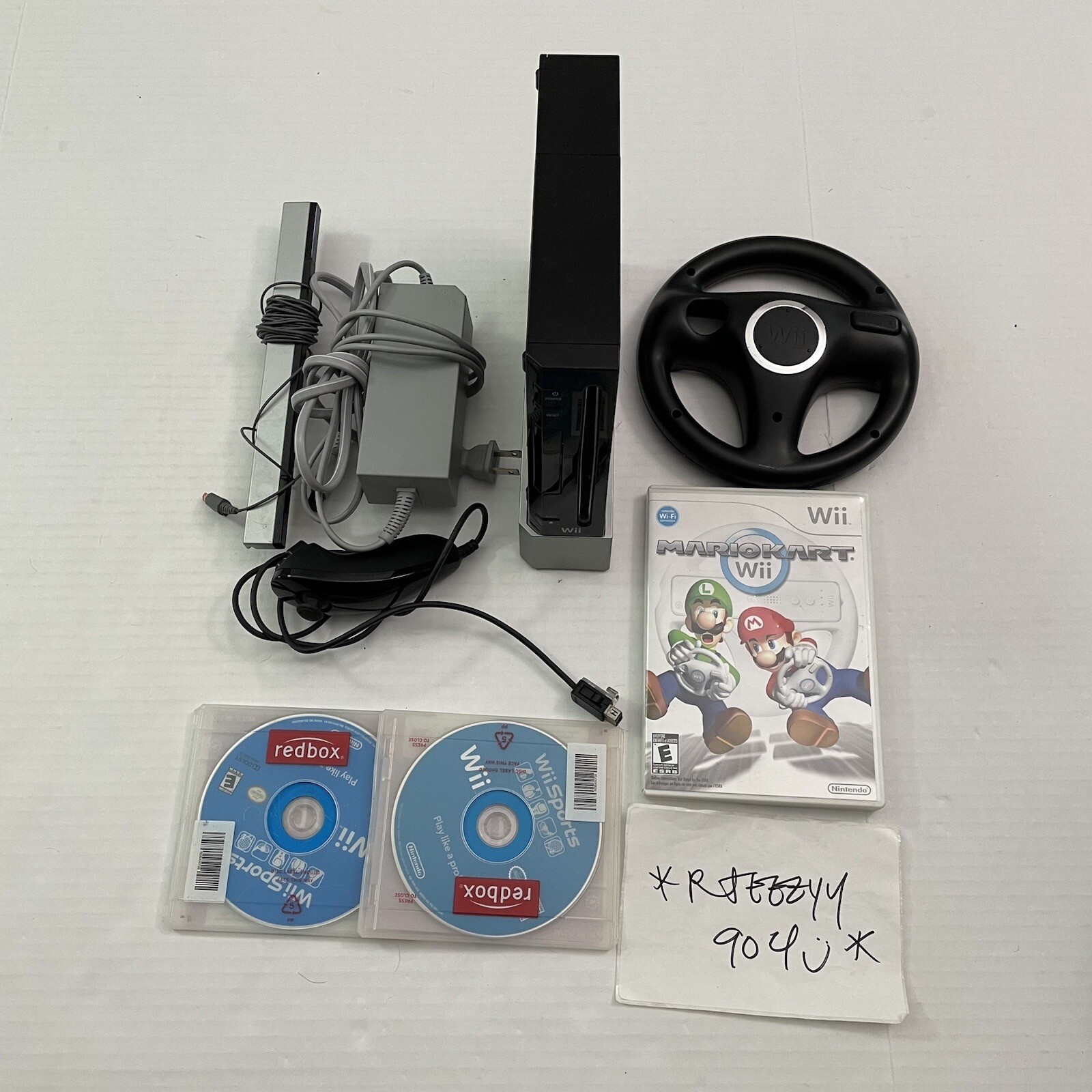 2006 Wii Console Bundle Black Mario Kart Motion No Controllers