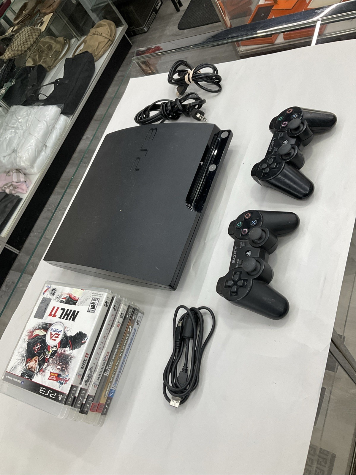 Sony PlayStation 3 Slim PS3 Console 160GB CECH-2501A w/Controllers,Cords & Games