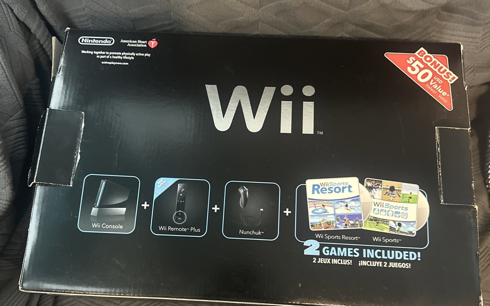 Nintendo Wii Black Console Bundle with Wii Sports & Resort Tested Bonus Items