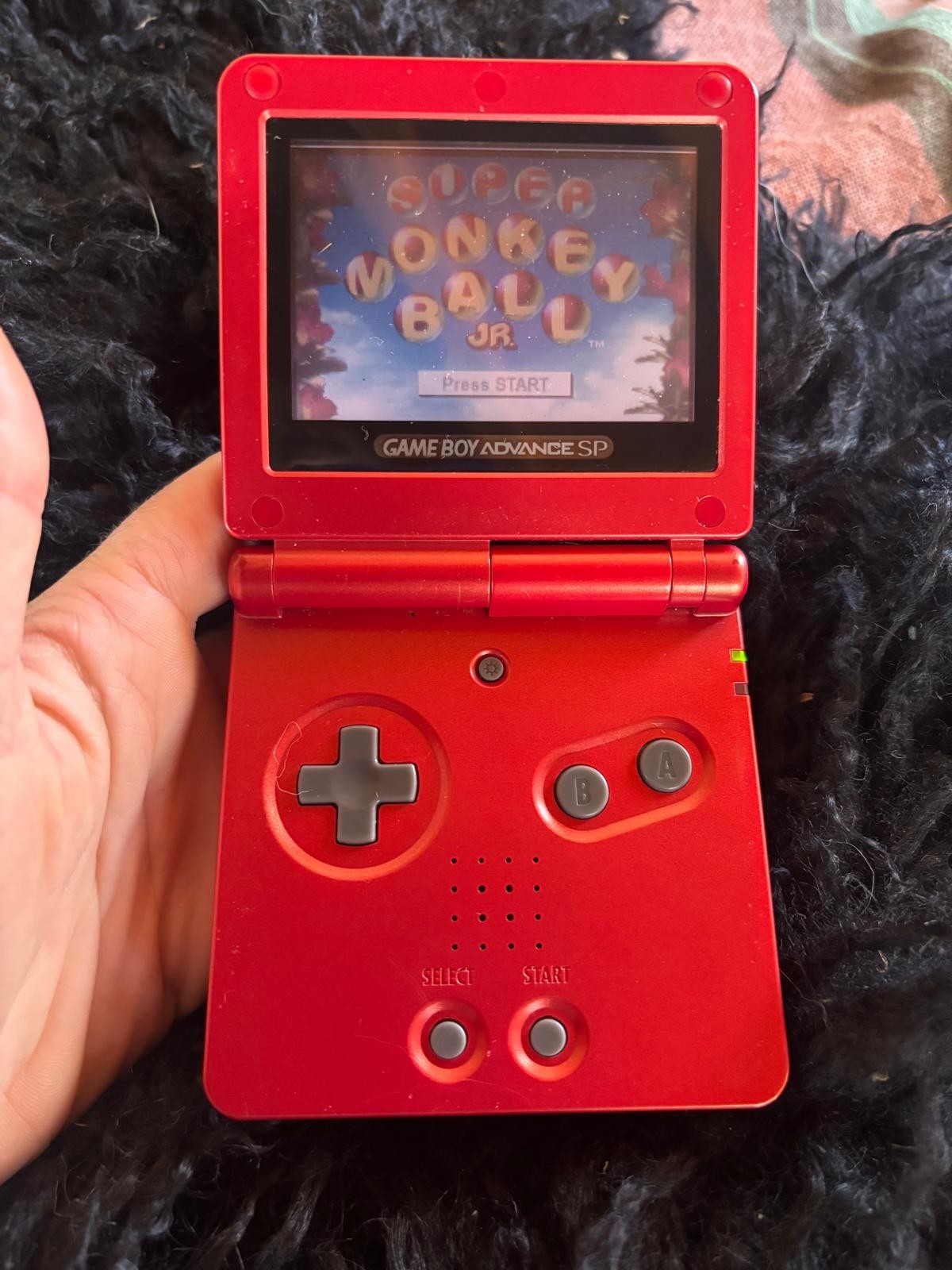 Nintendo Game Boy Advance SP – Charger+Case+Game Incl. – Tested- Works-Flame Red