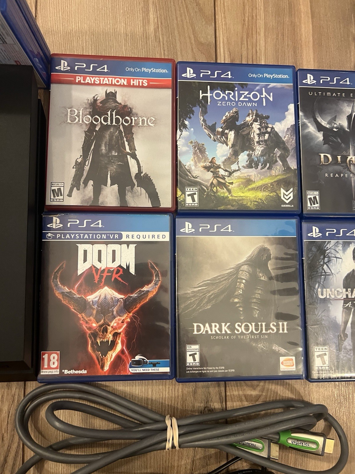 Sony PlayStation 4 PS4 Console Bundle CUH-1001A 500GB 9 Games Controller Tested