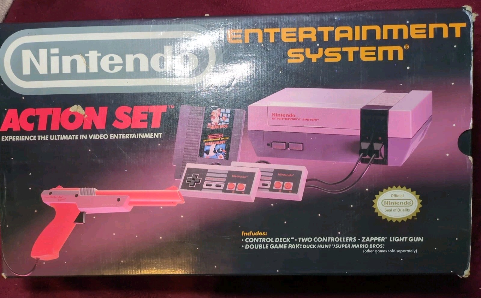 Nintendo NES Action Set Home Console – Grey Box /w Styro – Tested With 8 Games!