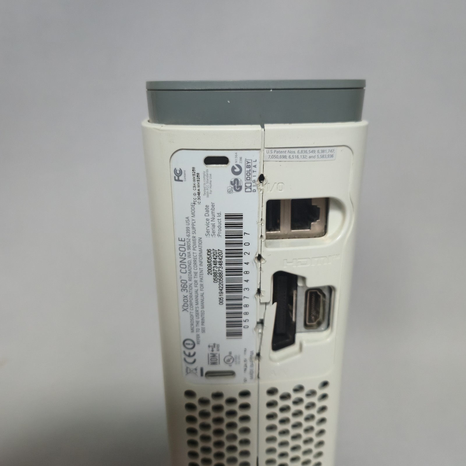 Microsoft Xbox 360 White Fat Console Bad Disc Drive / OEM Power Cord Please Read