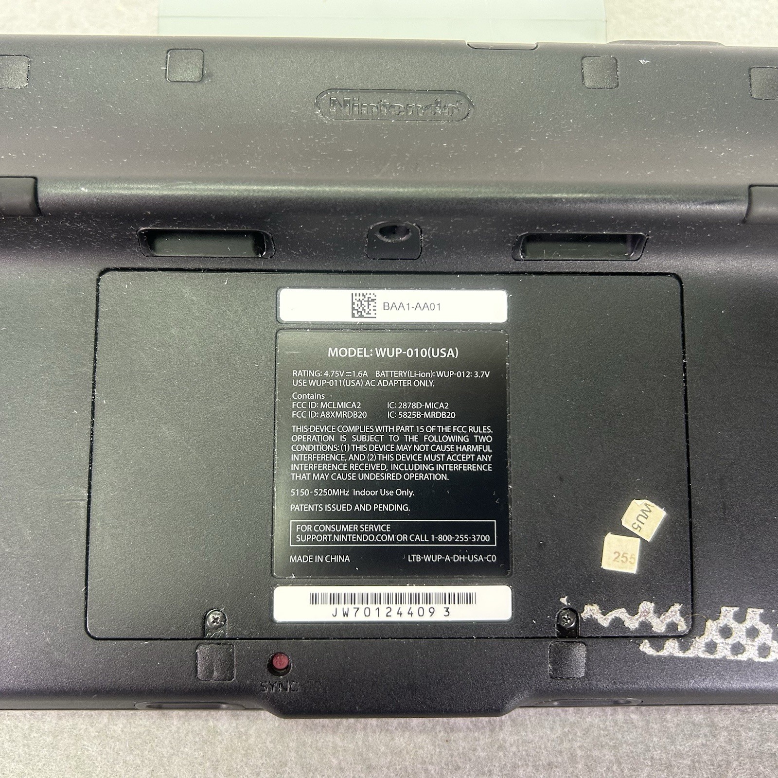 Nintendo Wii U GamePad Controller WUP-010 (USA) Black W Charger Tested Works