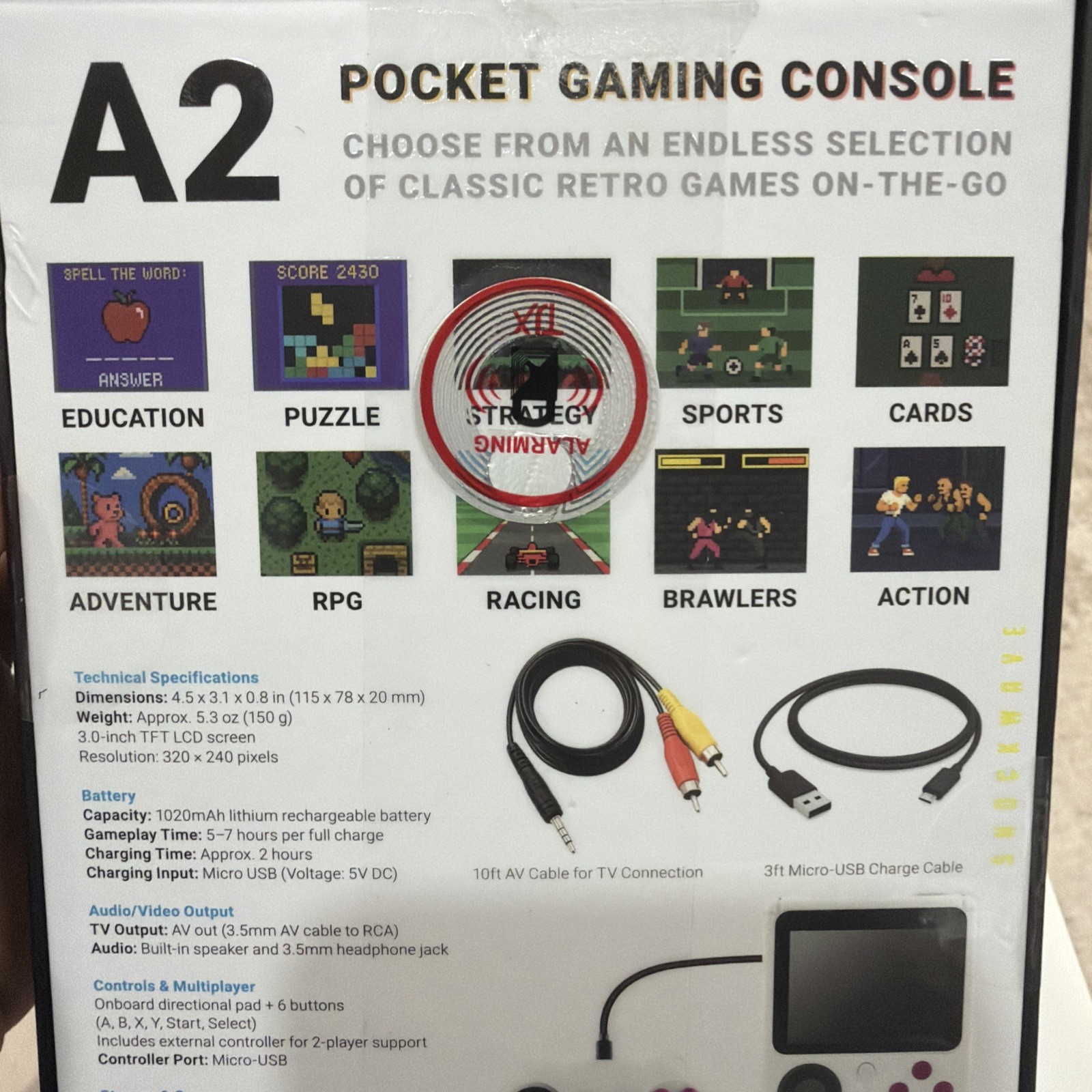 A2 Pocket Gaming Console with 200 Classic Games Pre Installed Ready to Play