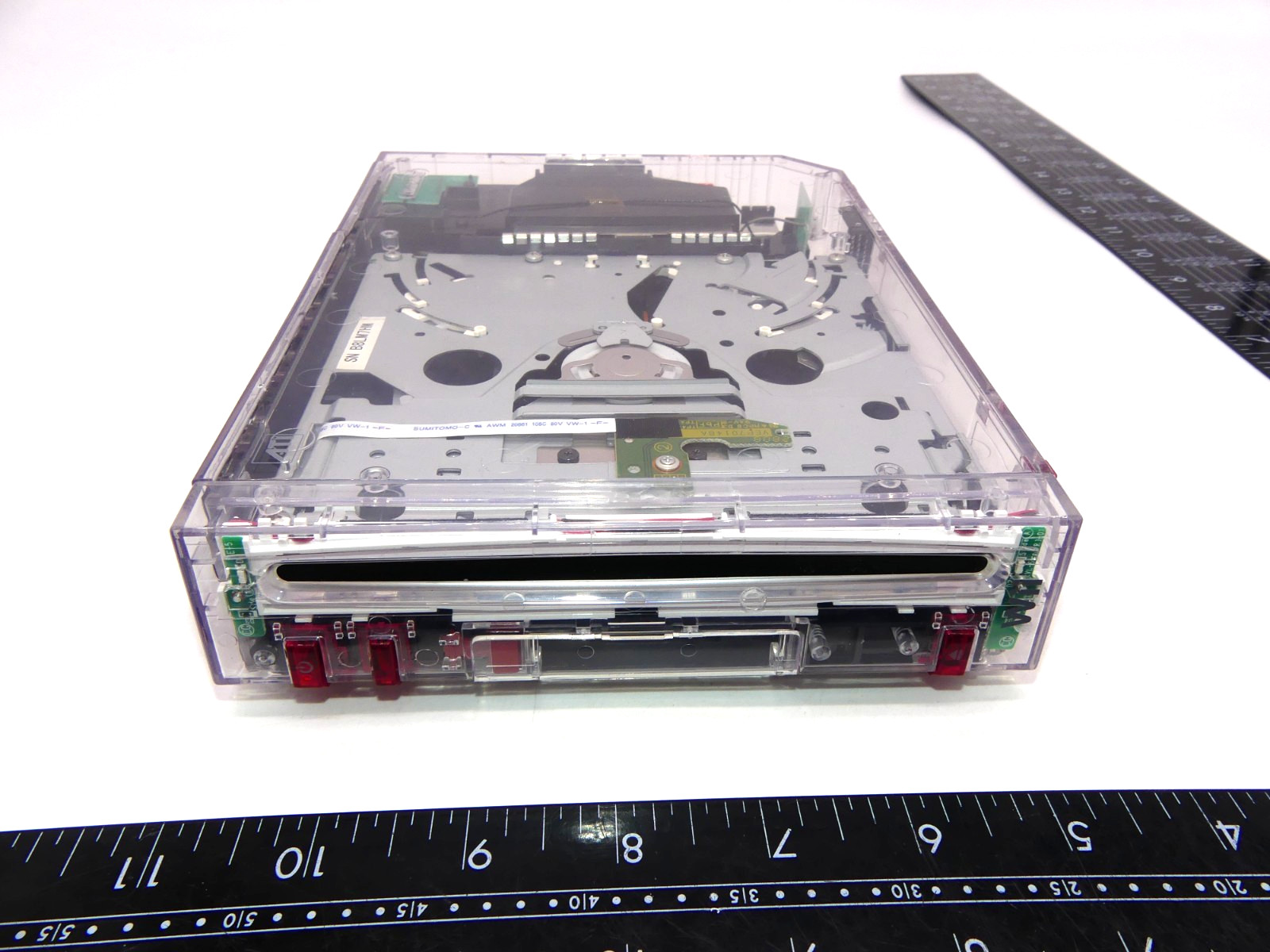 Custom Transparent Clear w/ Red Buttons Nintendo Wii Console Only Tested System