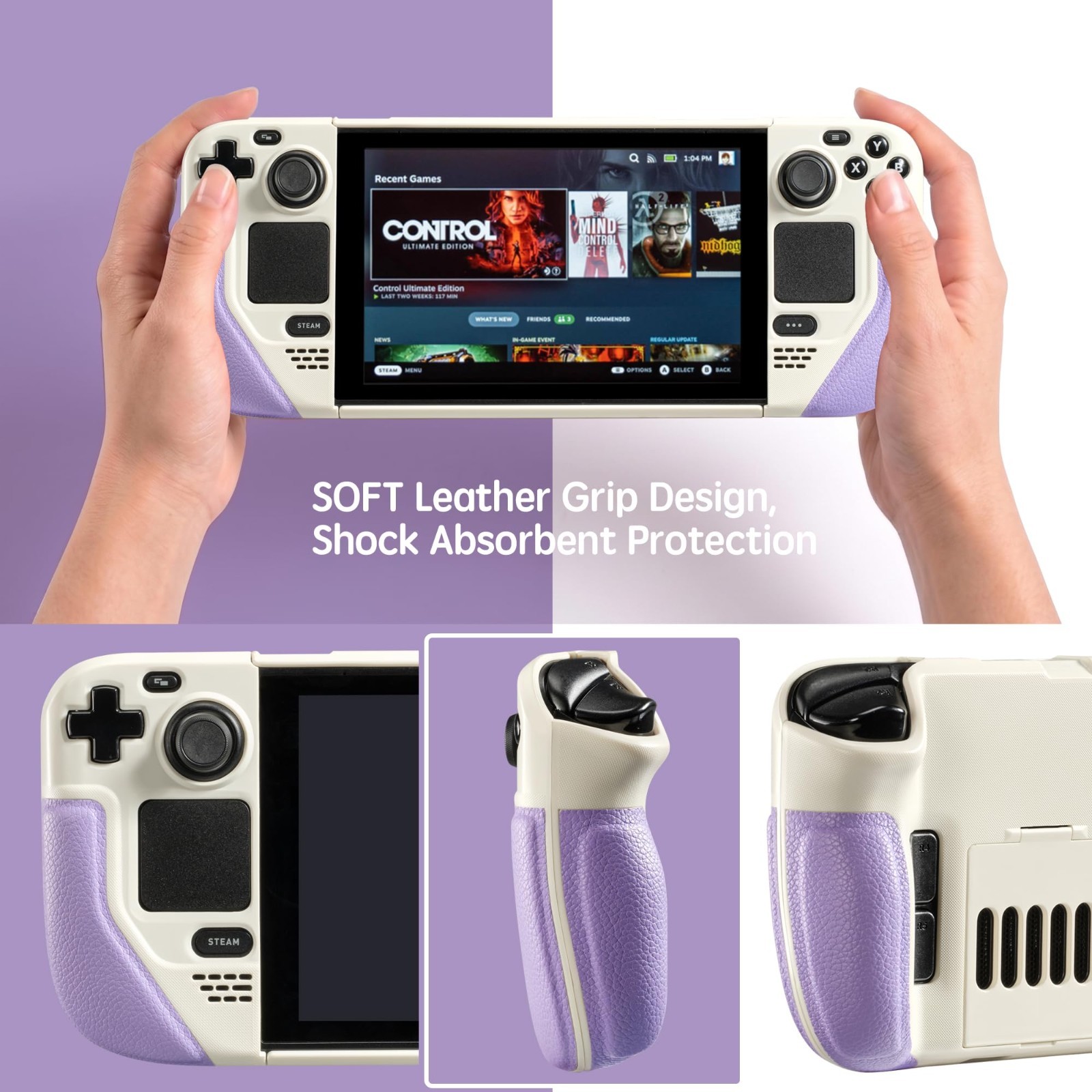 Steam Deck OLED Case, Ergonomic Grip & Kickstand, Shockproof Cover, Anti-Slip Sl