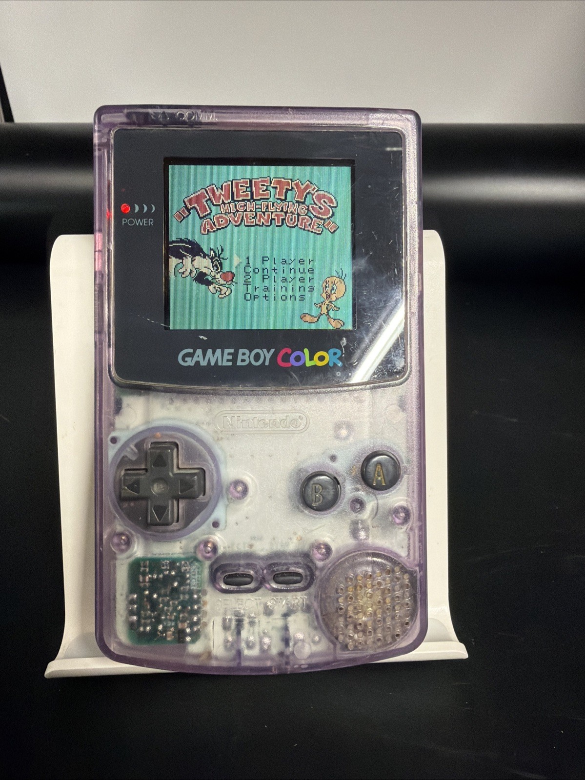 Nintendo Game Boy Color Atomic Purple CGB-001 Handheld Console & Tweety Game