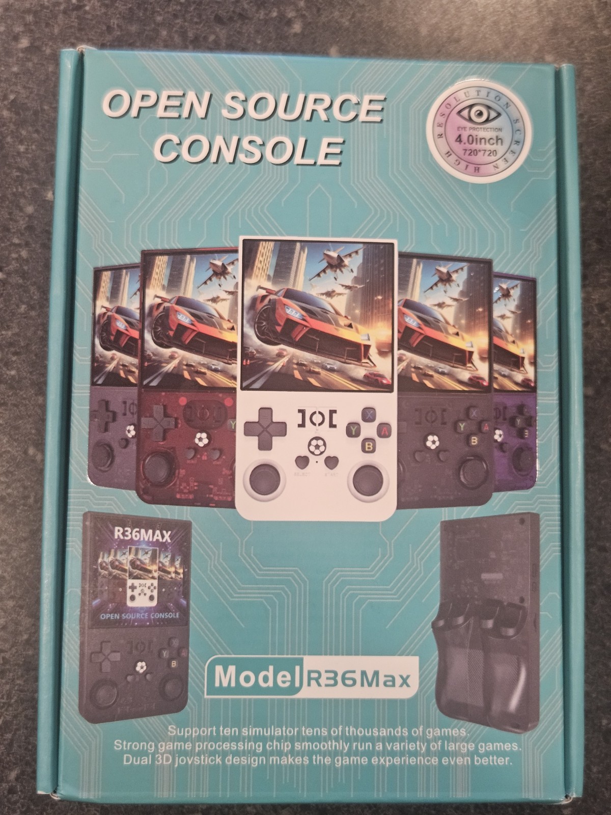 New R36Max Open Source Console Retro Handheld Gaming Console 128GB Black