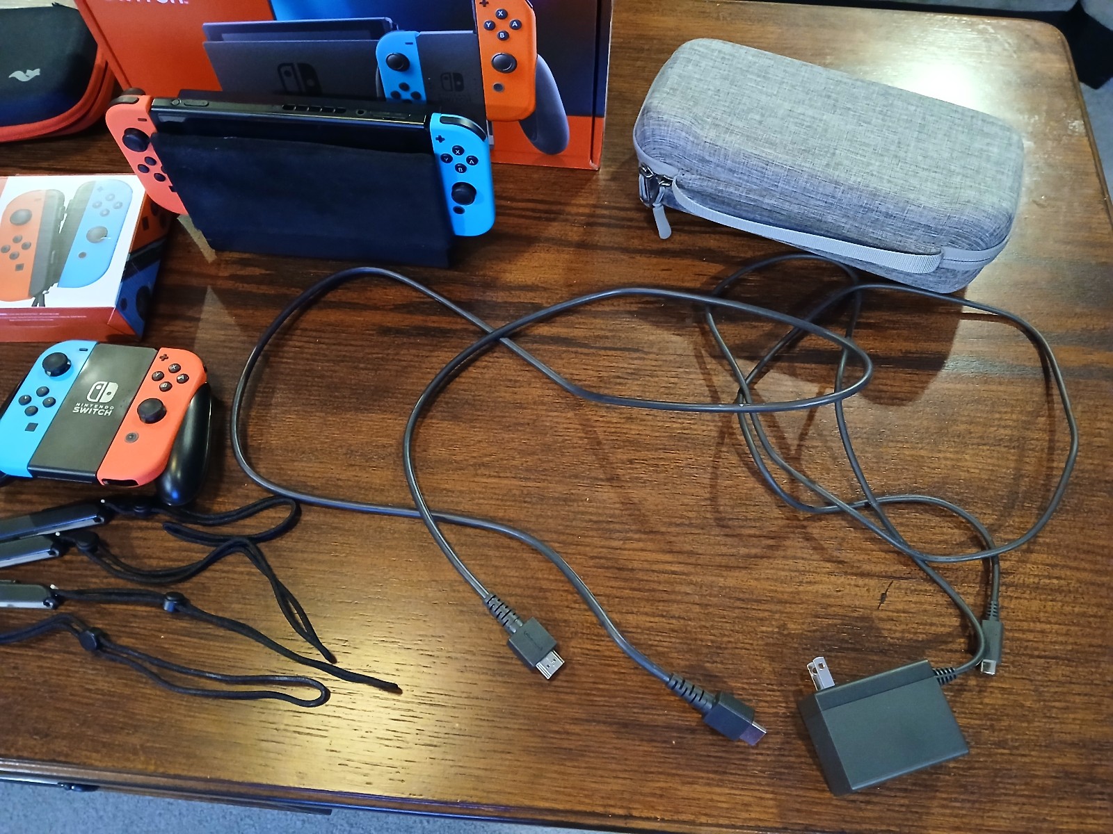 2020 Nintendo Switch 32GB Game Console Neon Red Neon Blue Joy-Cons Cases Lot Set