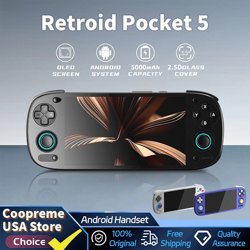 Retroid Pocket 5 Handheld Game Console 5.5” AMOLED Android 13 RGB Cooling Active