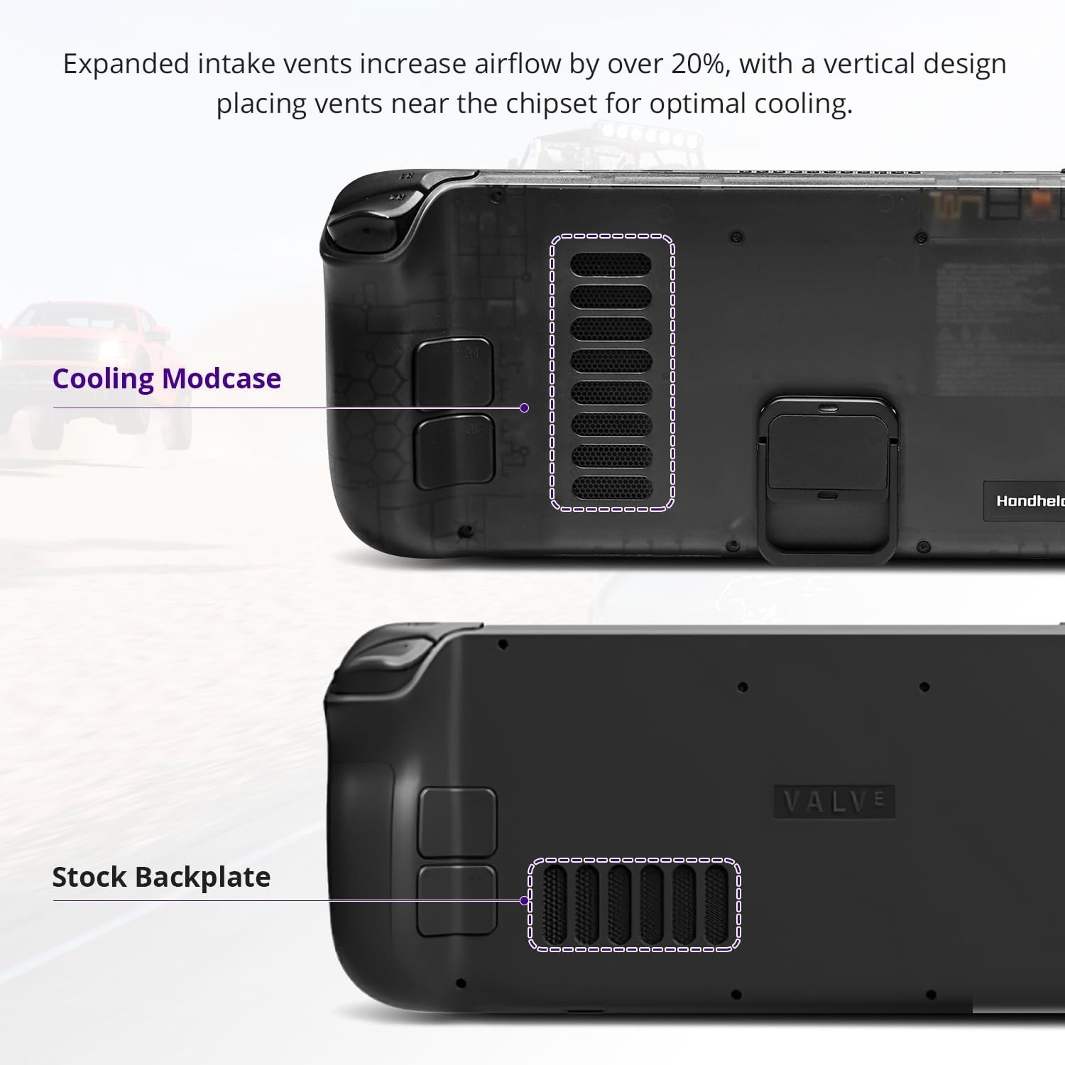 Translucent Cooling Modcase for Steam Deck LCD/OLED with Adjustable Kickstand