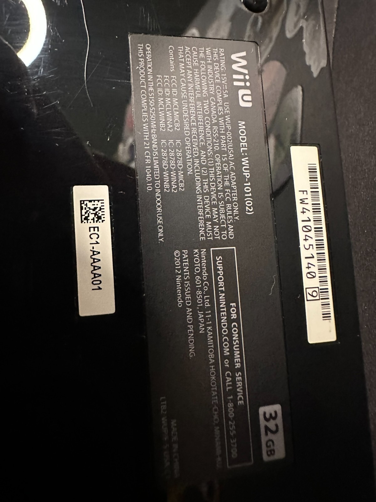 Nintendo Wii U 32GB Black Console Model: WUP-010 USA – Complete
