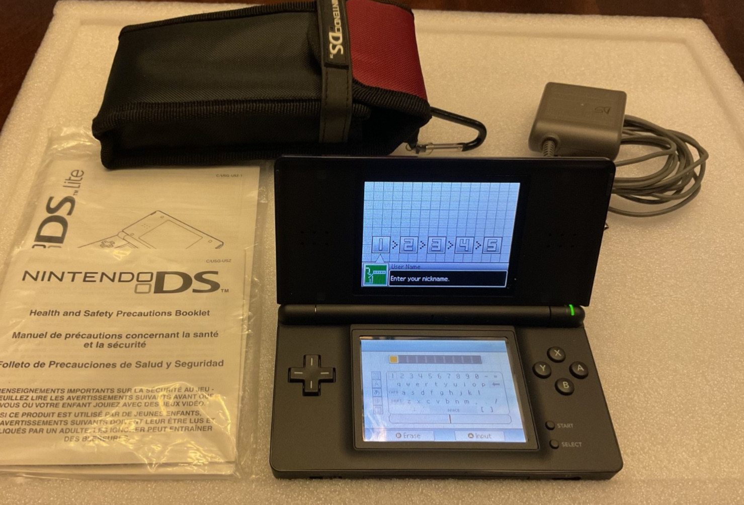 Nintendo DS Lite System Cobalt Blue With Case Charger Stylus and Charger Tested!
