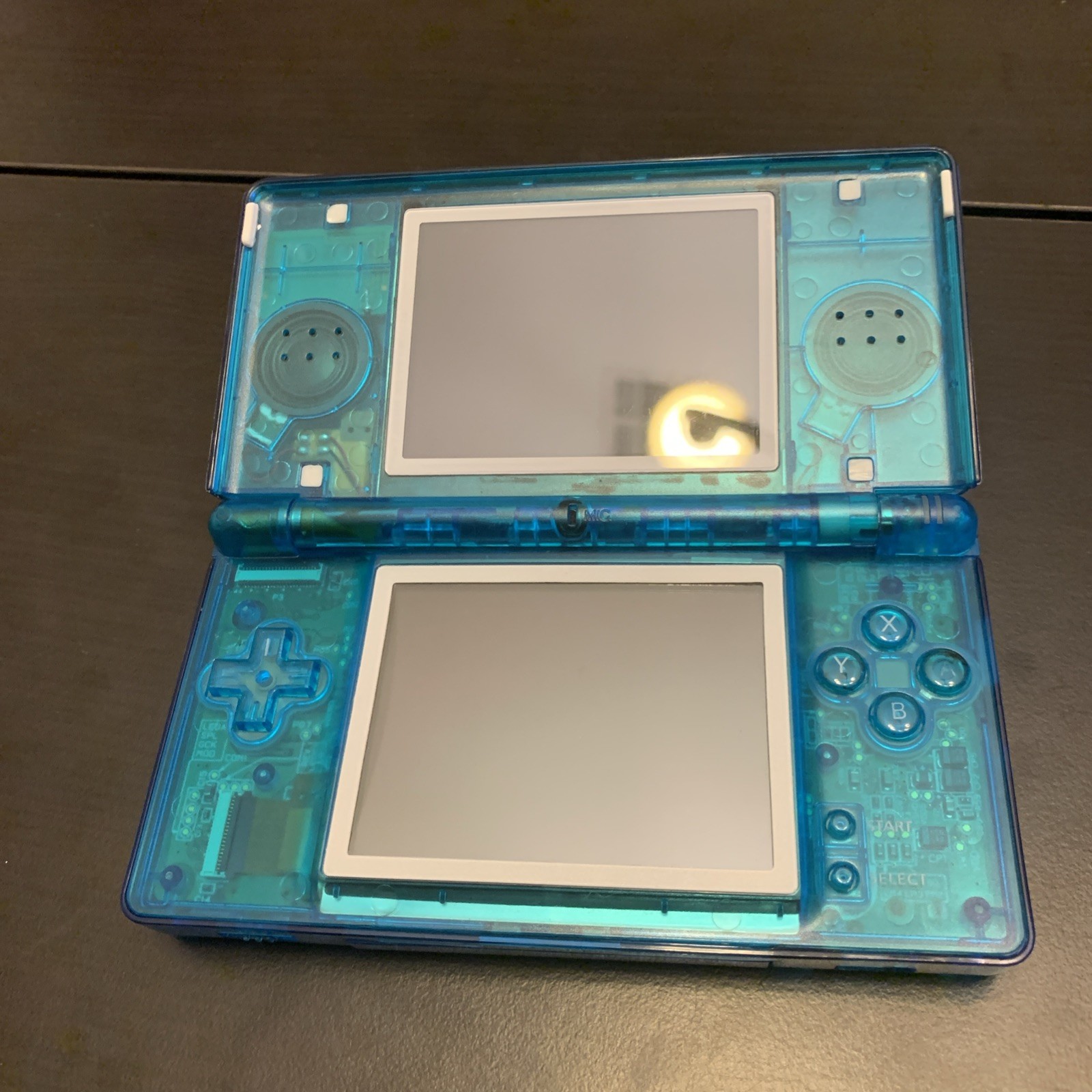 Nintendo DS Lite Handheld Console Custom Transparent Clear Blue (Tested Working)