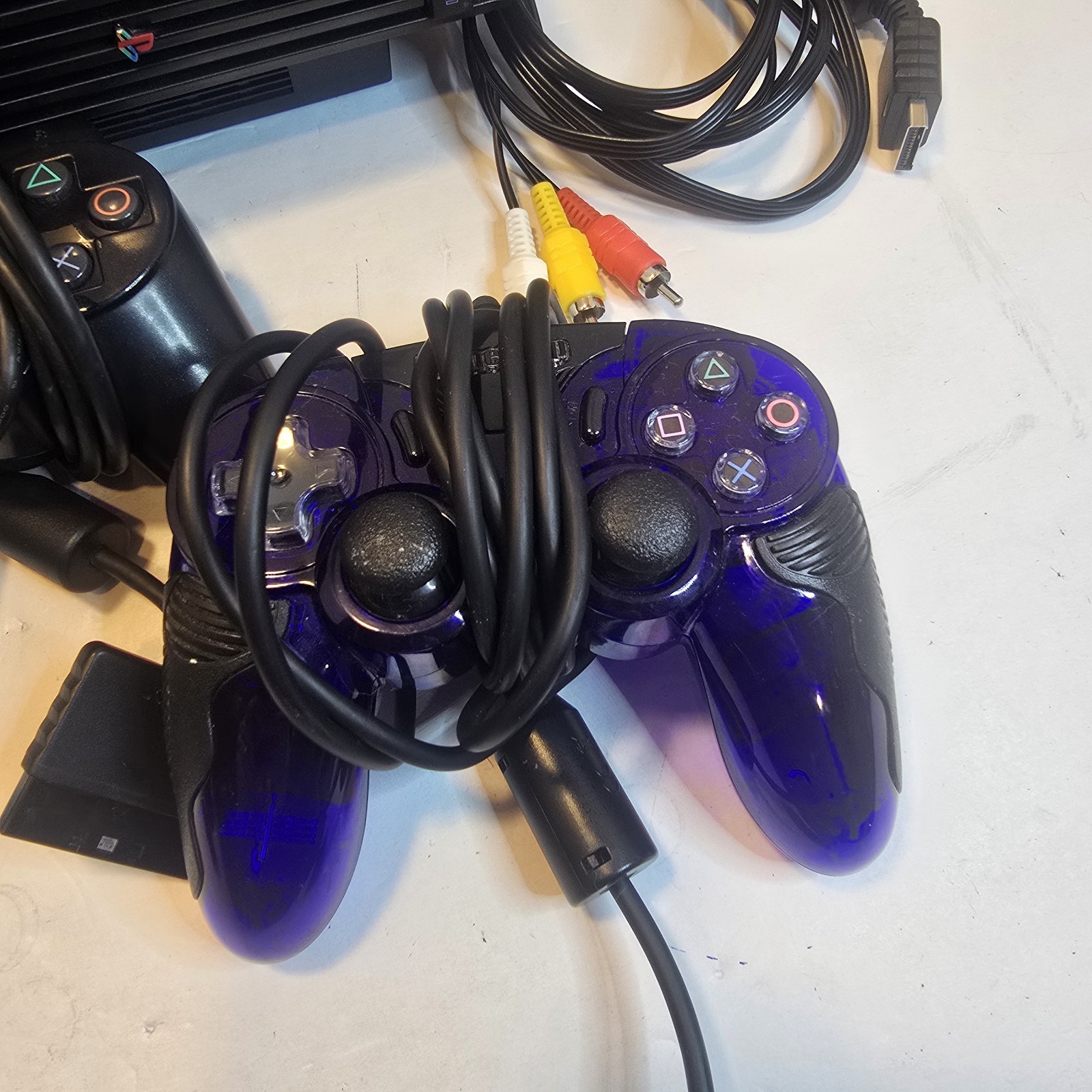 Sony PlayStation 2 Console 7 Games 3 Controllers (2 Off Brand)