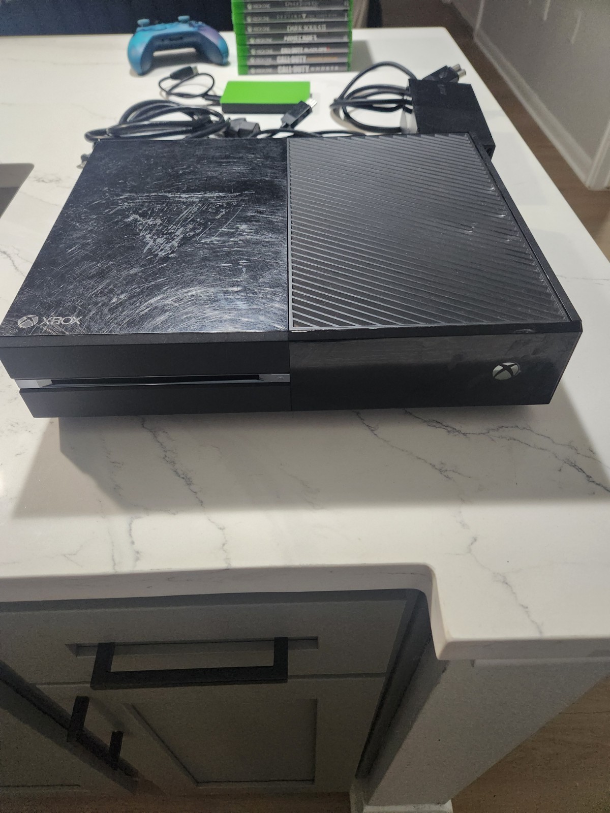 Xbox One With Many Games, Controller, And External Hard Drive