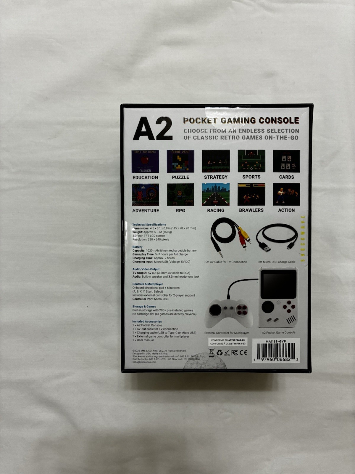 Shockwave A2 Pocket Gaming Console 200 Games, Rechargeable, TV Output, 2 Players