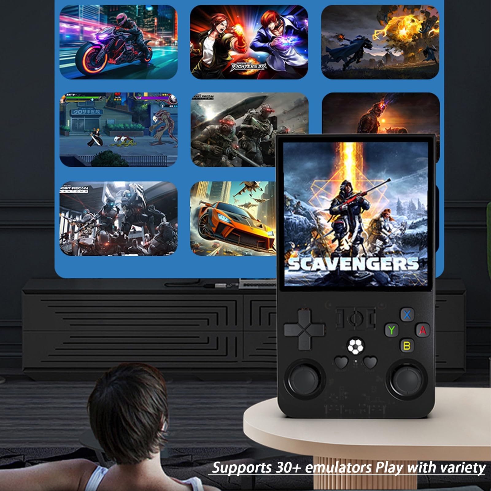 R36MAX Retro Handheld Game Console, 4000mAh Battery with 4 Inch IPS HD Screen…