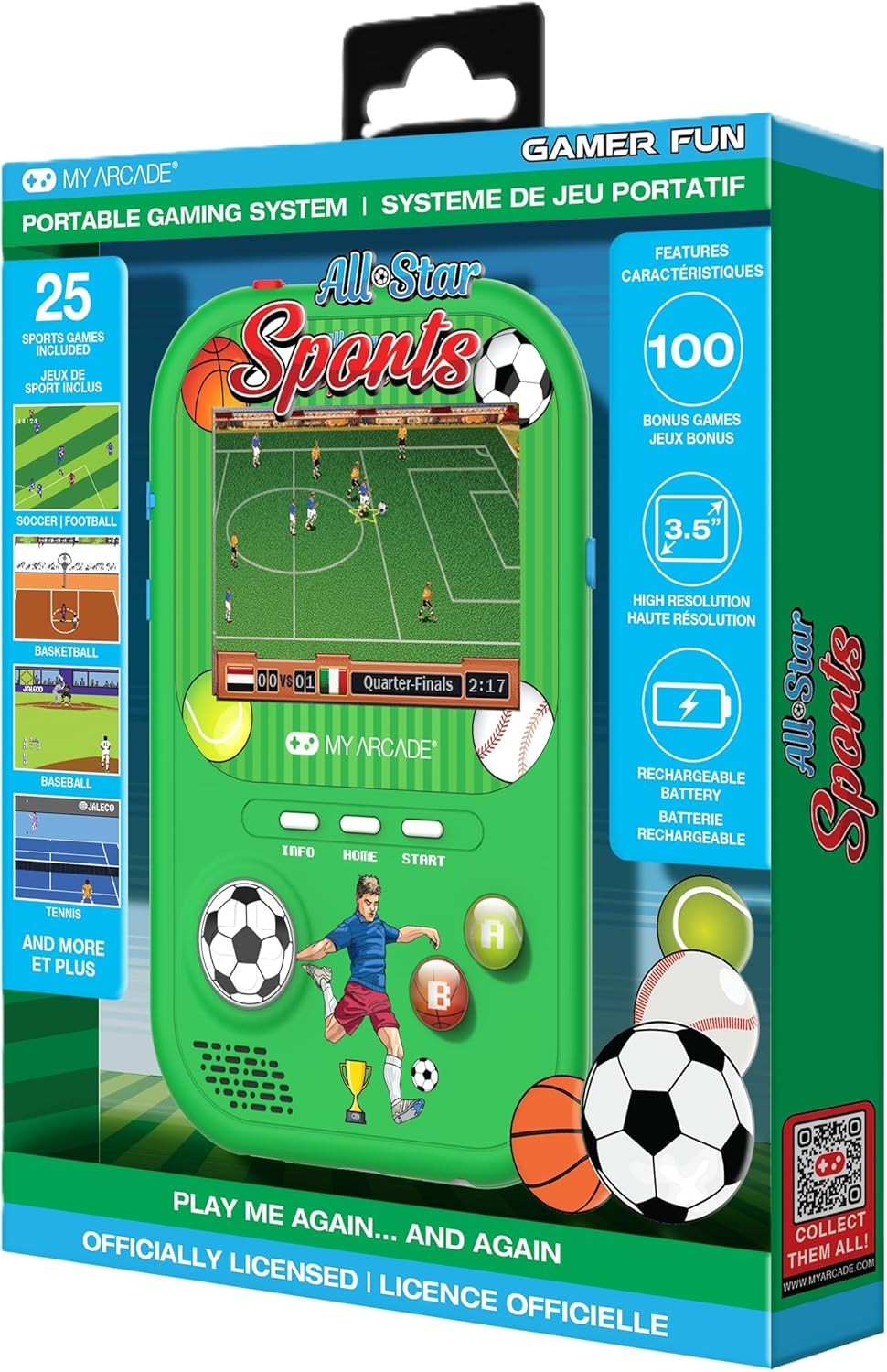 My Arcade All Star Sports Gamer Fun 125 Preloaded Video Games Retro Portable