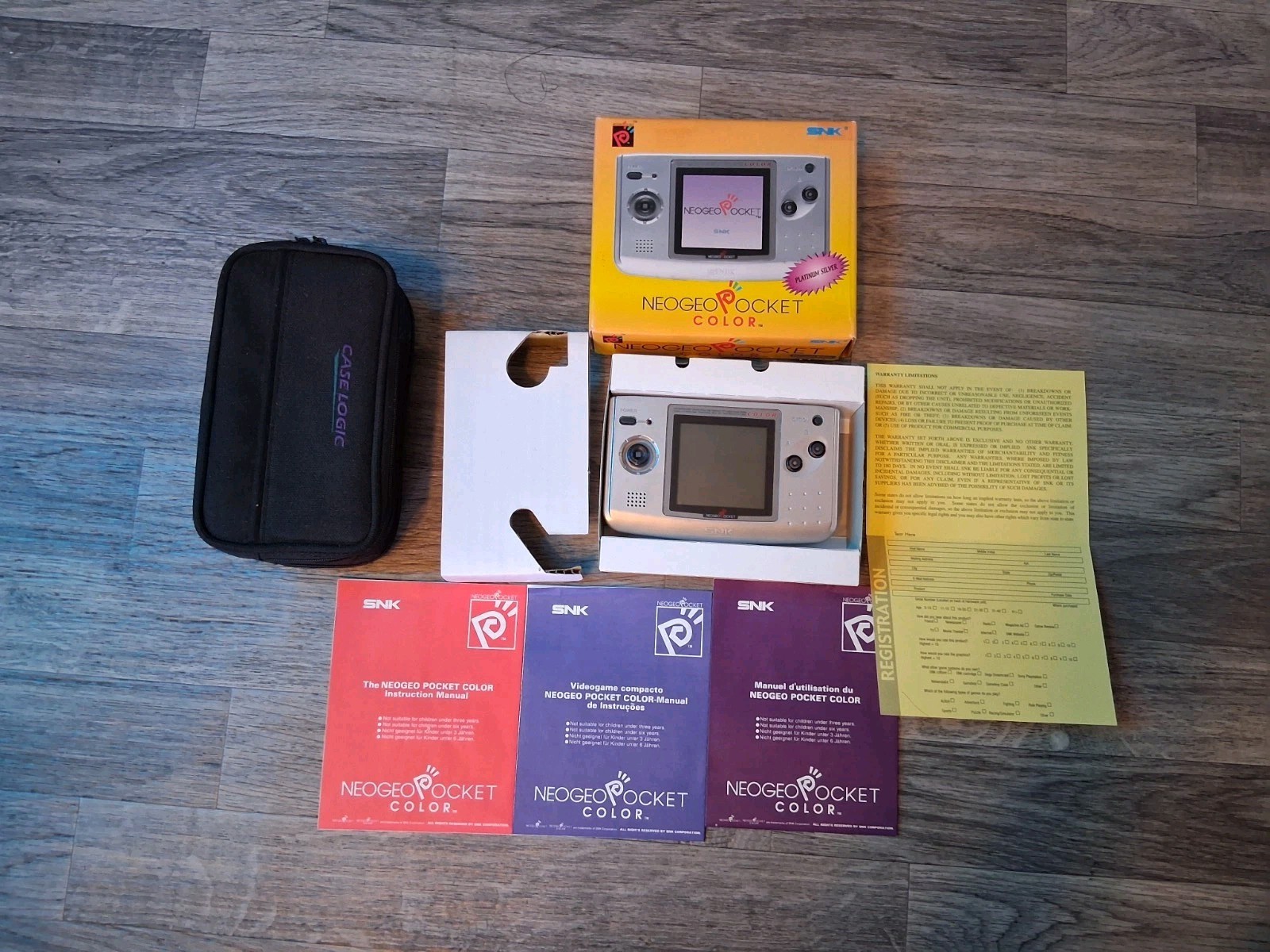 SNK Neo Geo Pocket Color Console Complete CIB Platinum Great Condition W/ Case