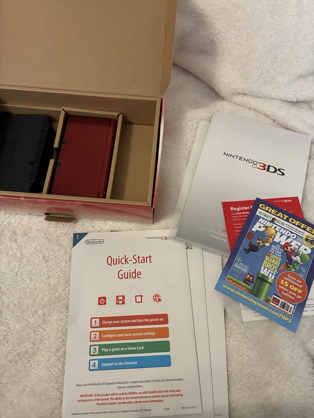 Nintendo 3DS Flame Red Handheld Console System Almost Complete w/Box TESTED work