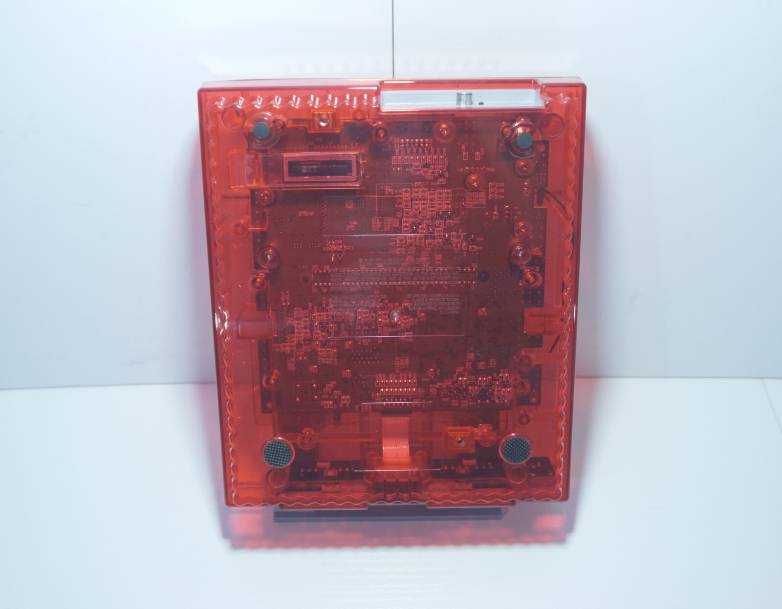 Transparent Clear Red Super Nintendo SNES Game Console SNS-001 with Green LED