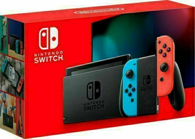 Nintendo Switch 32GB Gray Console with Neon Blue Neon Red Joy-Con Latest Model