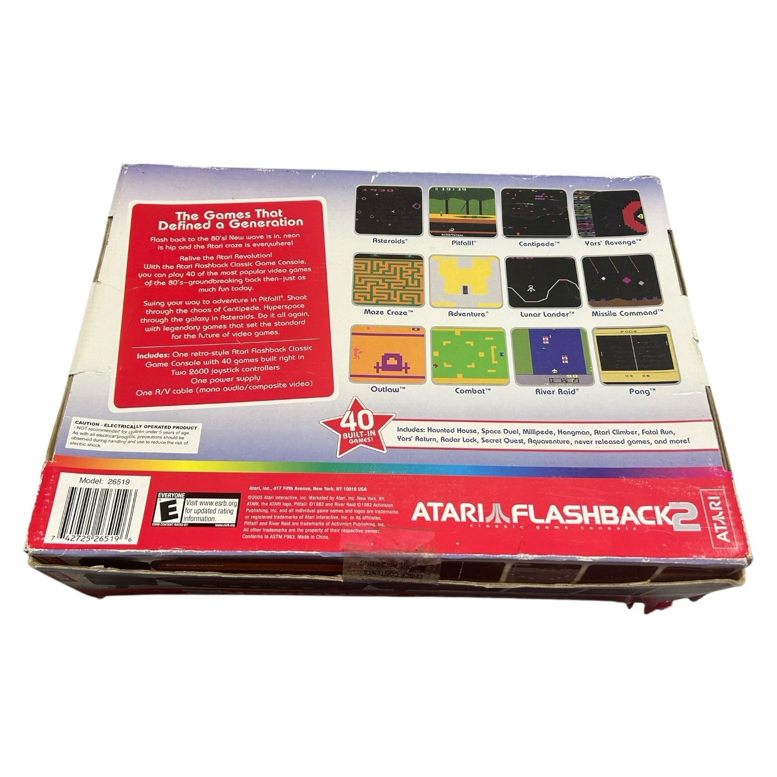 Atari Flashback 2 Classic Game Console complete w/ 40 Built-In Games CIB Tested
