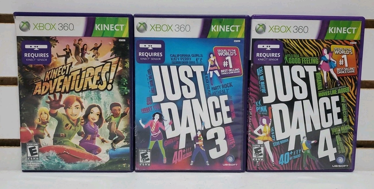 Xbox 360 Kinect Sensor Bar Bundle w/Games – Tested & Works – Lot #9 *READ*
