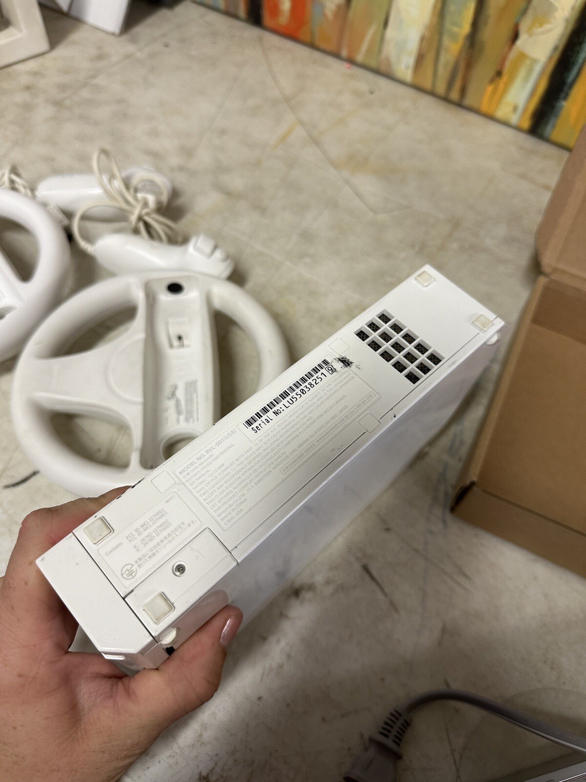 Nintendo Wii Console Bundle With All Cables, 2 Wheels &Nunchucks 1 Remote Works