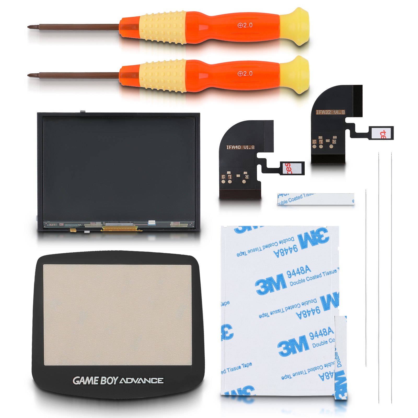 Screen MOD LCD Backlight Kit Fit For Nintendo GBA IPS v2 Game Boy Advance New