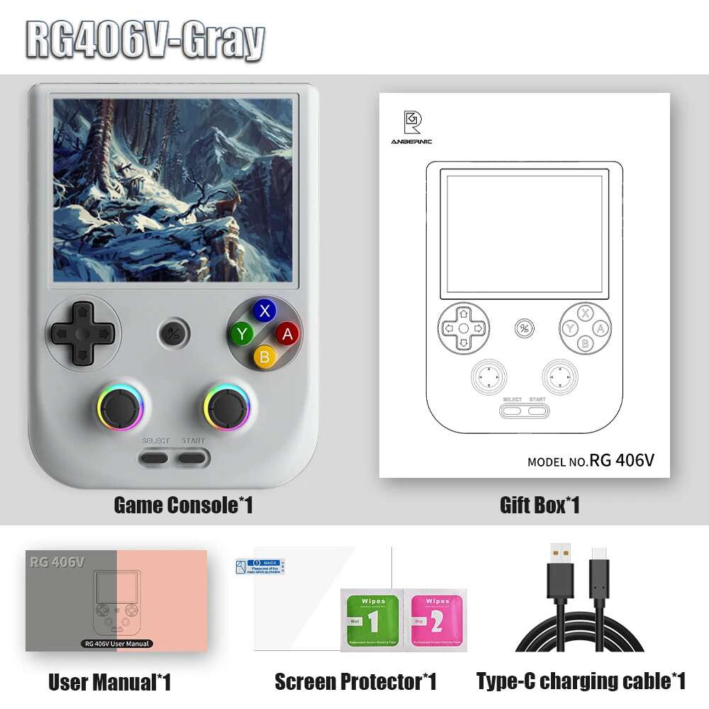 ANBERNIC RG406V Retro Handheld Game Console Android 13 WIFI 4-inch Video Games